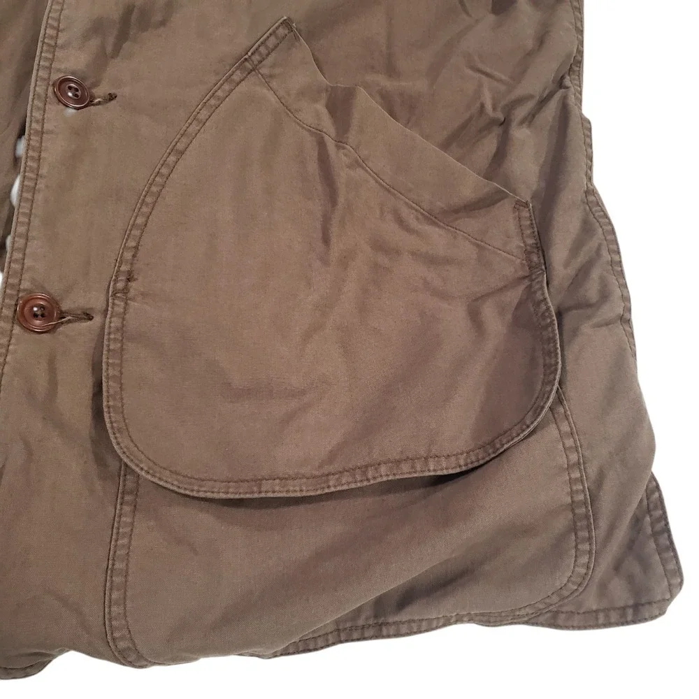 Banana Republic Military Jacket Mens Brown M Lined Leather Collar Outdoor‎ Chore